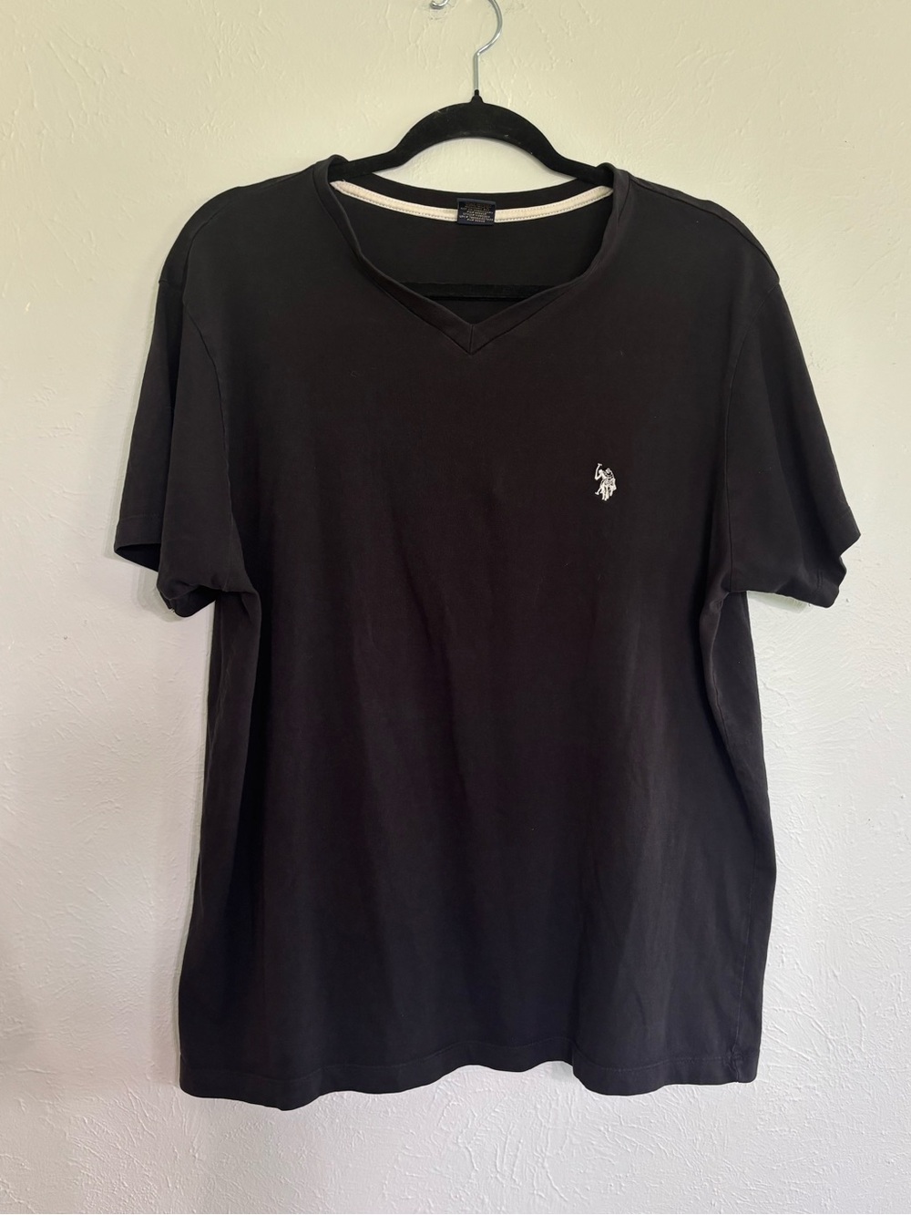 U.S. Polo Assn. Black V-Neck Short-Sleeve Tee with Polo Logo